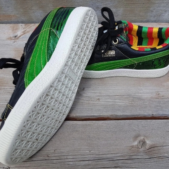 PUMA x Cameroon Eto AFRICAN CUP Football Sneakers BLACK/ POWER GREEN US 5.5 - Picture 3 of 12